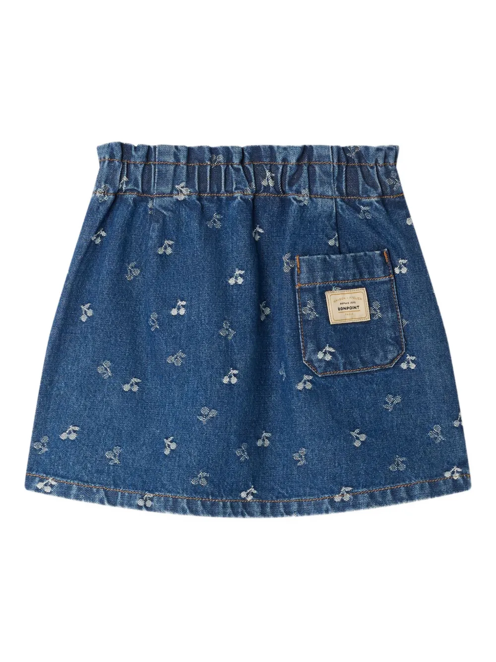 Bonpoint Cherry-print Elastic-waist Skirt In Blue