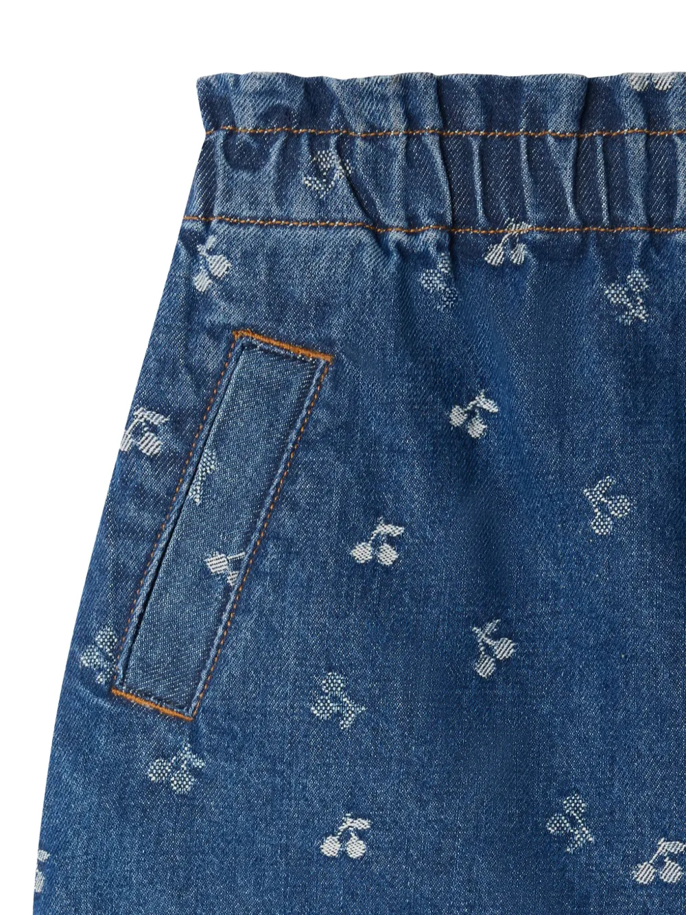 Bonpoint Cherry-print Elastic-waist Skirt In Blue