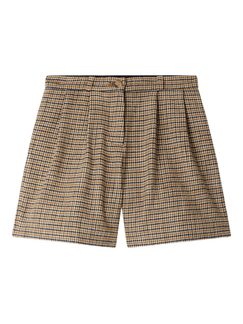 Bonpoint pleated houndstooth smart shorts - ブラウン Bonpoint pleated houndstooth smart shorts - ブラウン