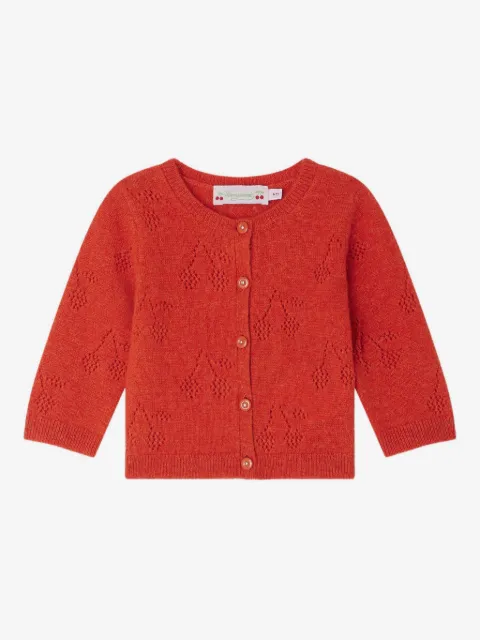 Bonpoint cherry-pattern button cardigan