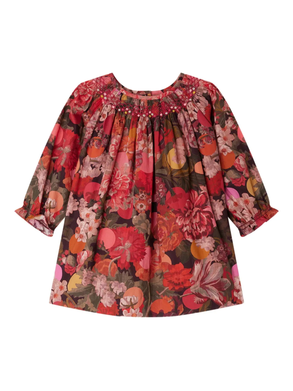 Bonpoint Jurk met bloe print Rood