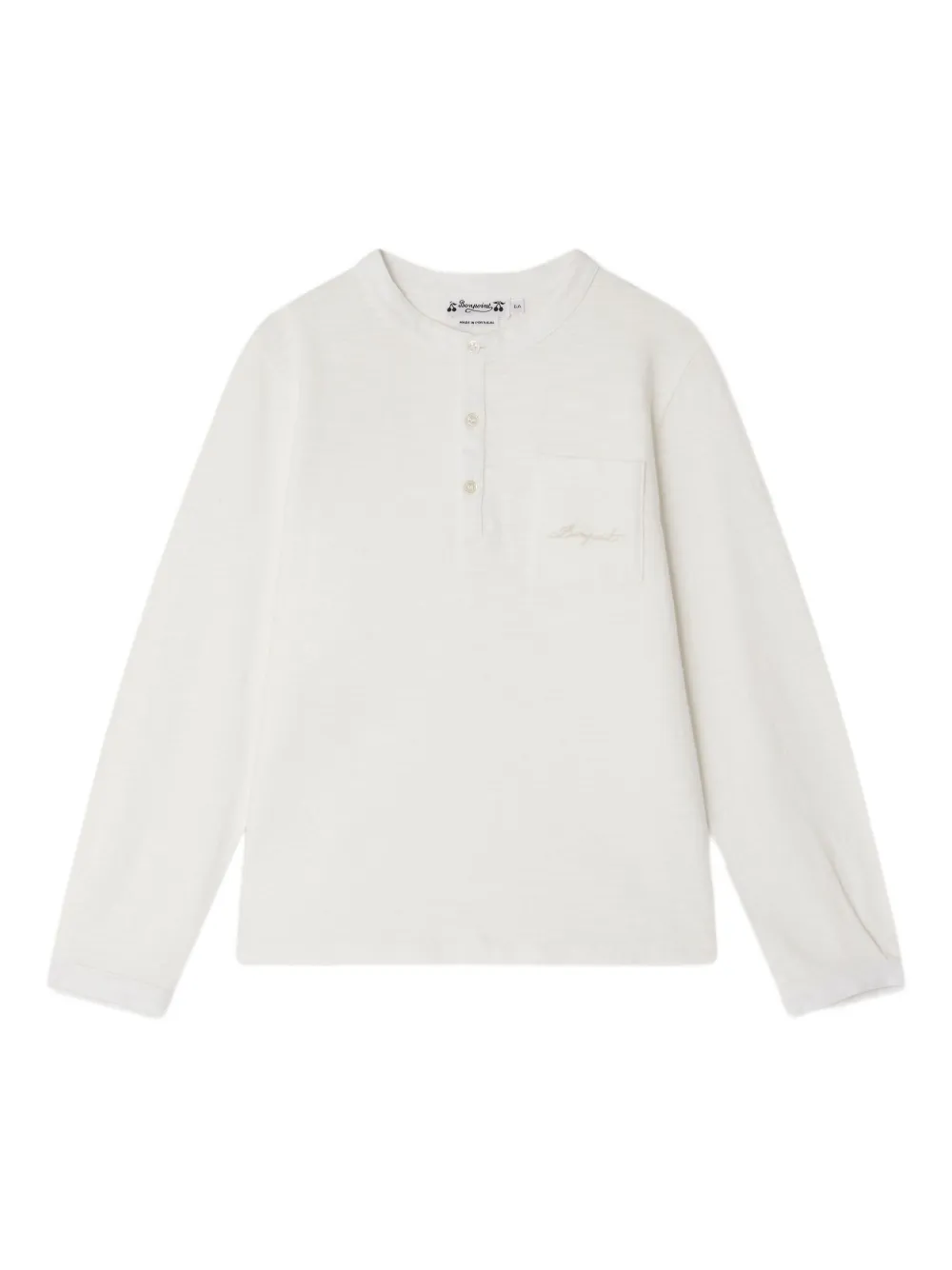 Bonpoint T-shirt met lange mouwen en zak Wit