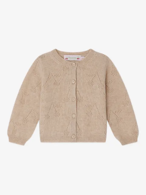 Bonpoint cherry-pattern button cardigan