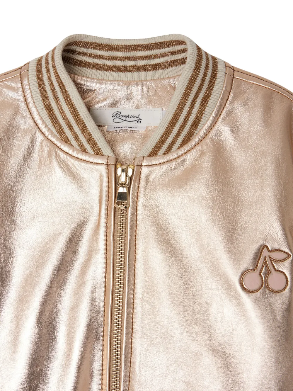 Bonpoint Metallic bomberjack verfraaid met kersen Goud