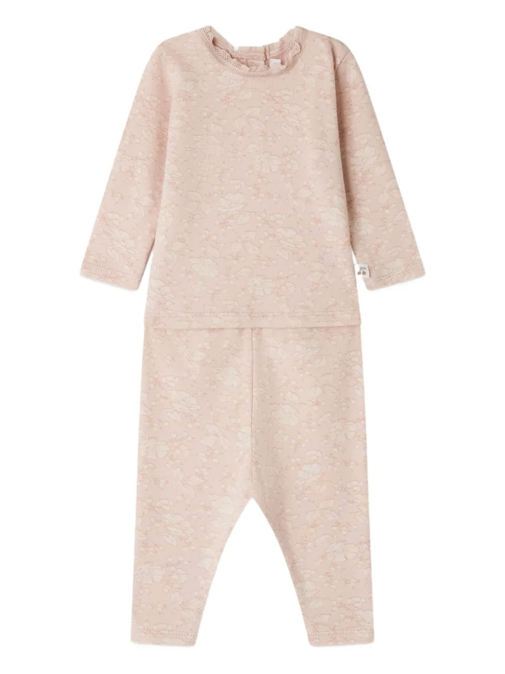 Bonpoint Broekset met afwerking van bloe kant Roze