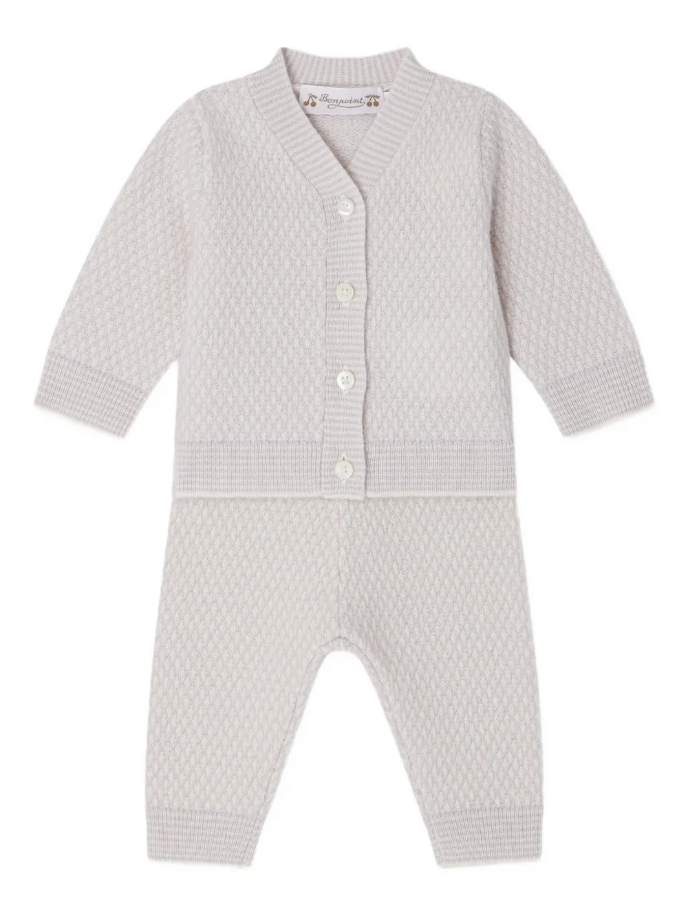 Bonpoint Jahiel textured-knit cardigan-trousers set | Grey | Image 1