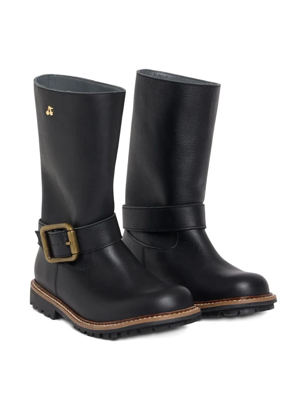 Bonpoint buckle leather boots Black