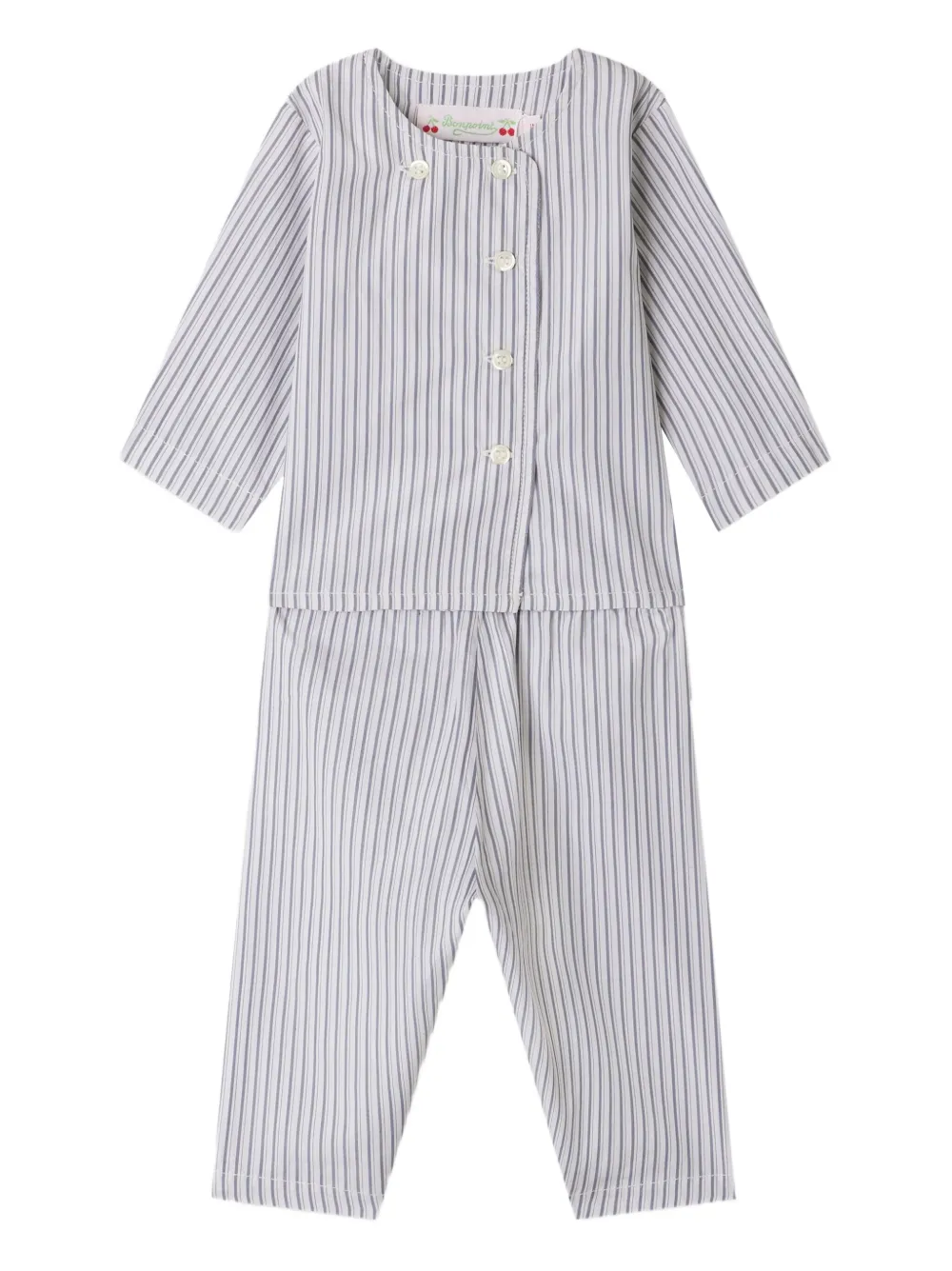 Bonpoint striped button-fastening pyjamas set Blauw