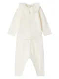 Bonpoint ribbed ruffled two-piece set - White