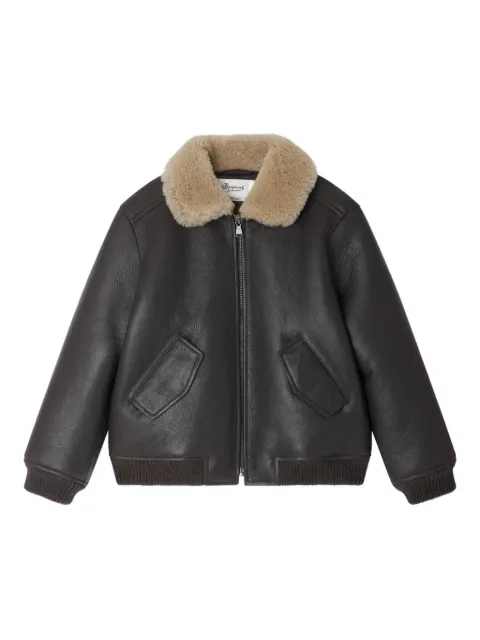 Bonpoint chaqueta de piel con cuello de lana de oveja