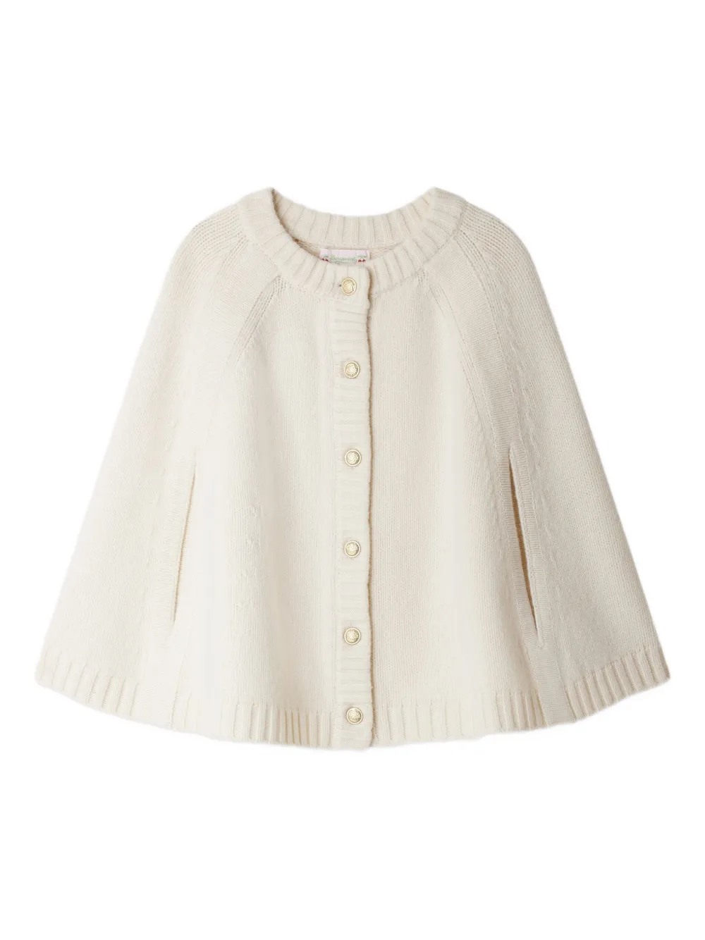 Bonpoint Wollen cape met knoopsluiting Wit