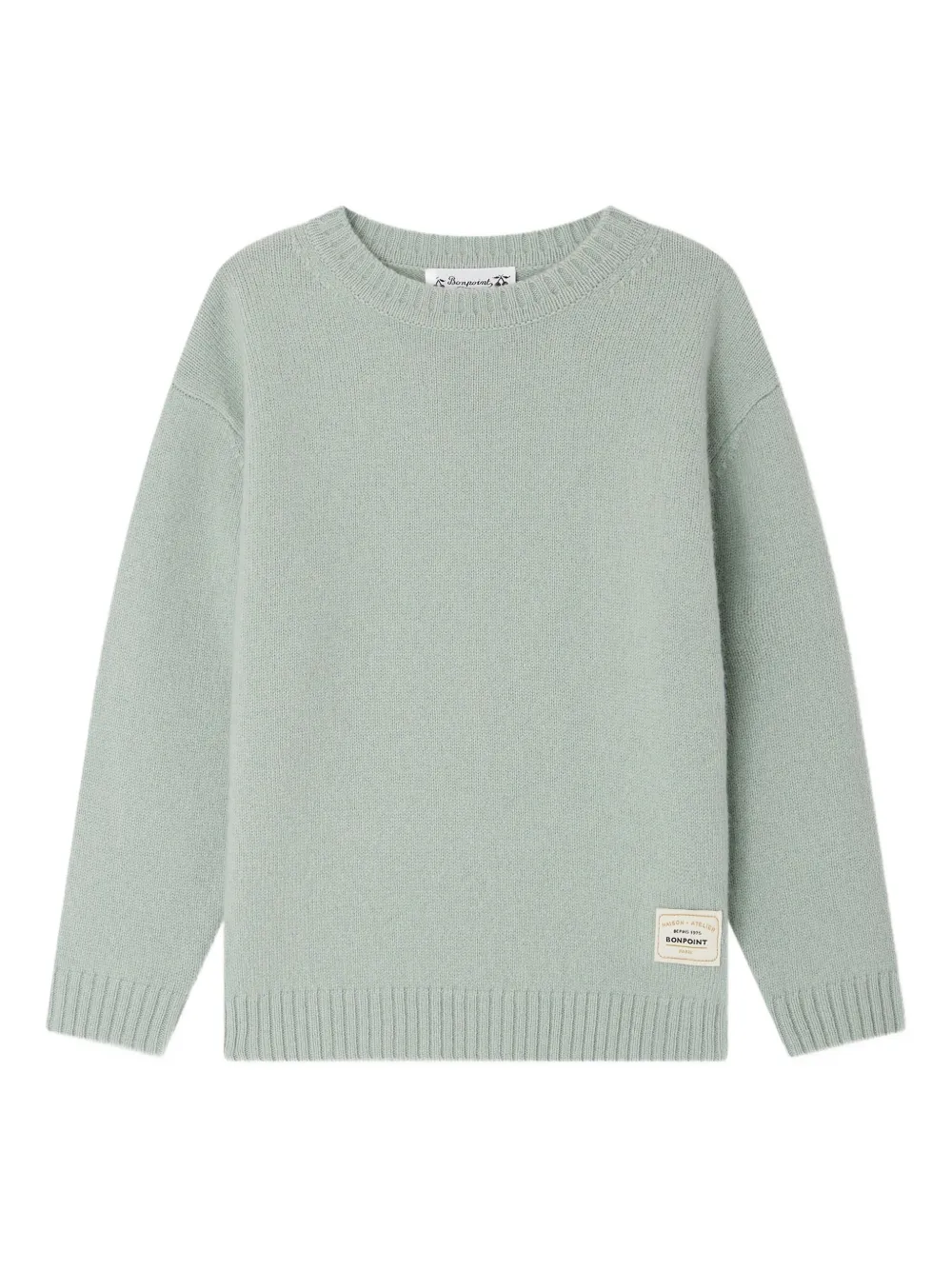 Bonpoint Jason wollen trui met elleboogpatch Blauw