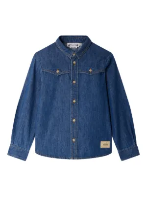 ARMANI JUNIOR 長袖シャツ 10A デニムブルー 未使用 Emporio Armani Kids モノグラム デニムシャツ | ブルー | FARFETCH JP