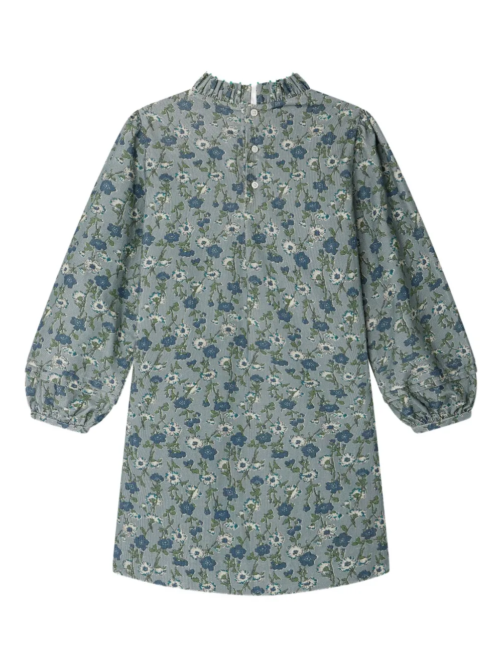 Bonpoint Jurk met bloemenprint en ruches Blauw