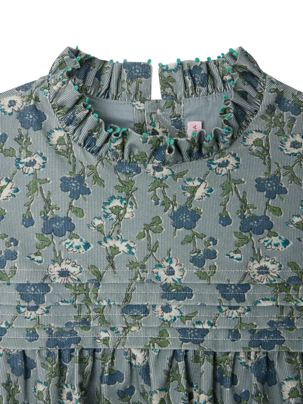 Bonpoint Jurk met bloemenprint en ruches Blauw