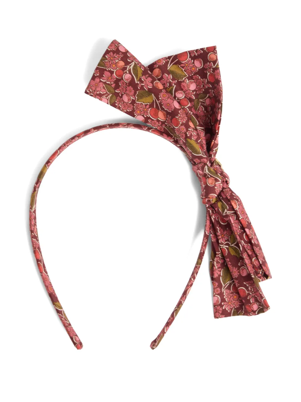Bonpoint Jin haarband met strik en kersenprint Rood