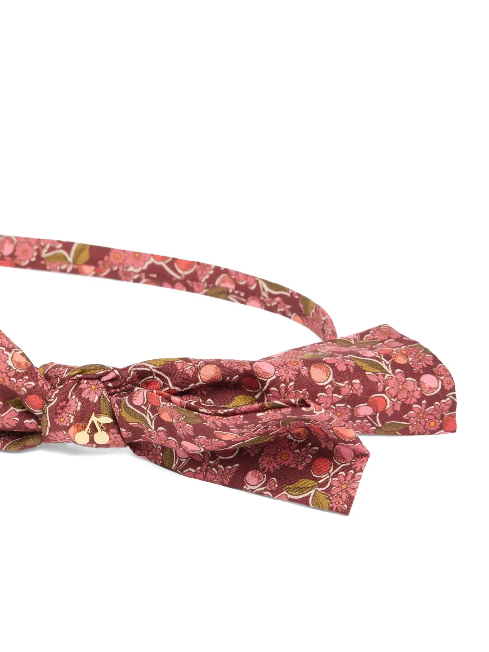 Bonpoint Jin haarband met strik en kersenprint Rood