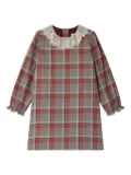 Bonpoint lace-trimmed plaid dress - Red