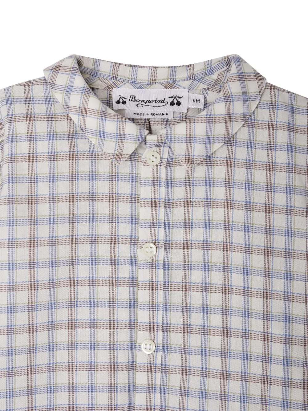 Bonpoint Geruit shirt met kraag Beige