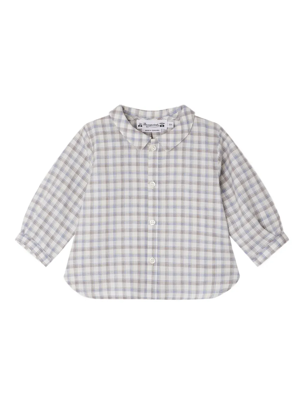 Bonpoint Geruit shirt met kraag Beige