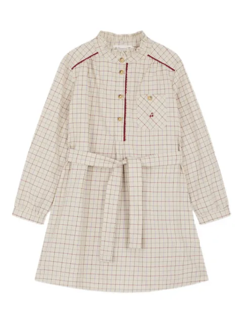 Bonpoint Kariertes Kleid mit Rüschenkragen