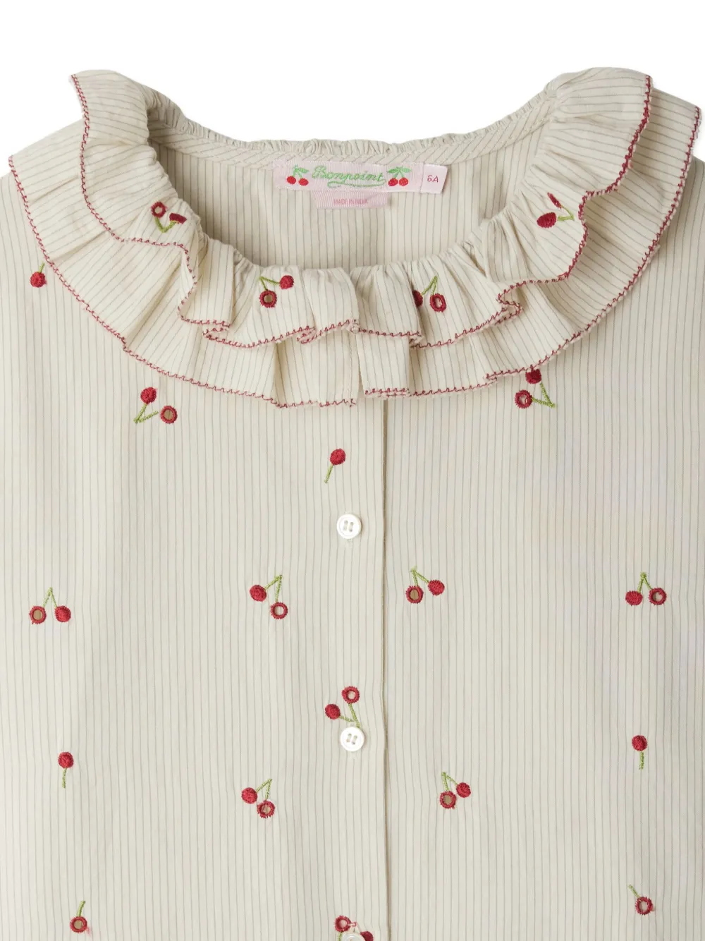 Bonpoint Jaffa shirt met geborduurde kers Beige