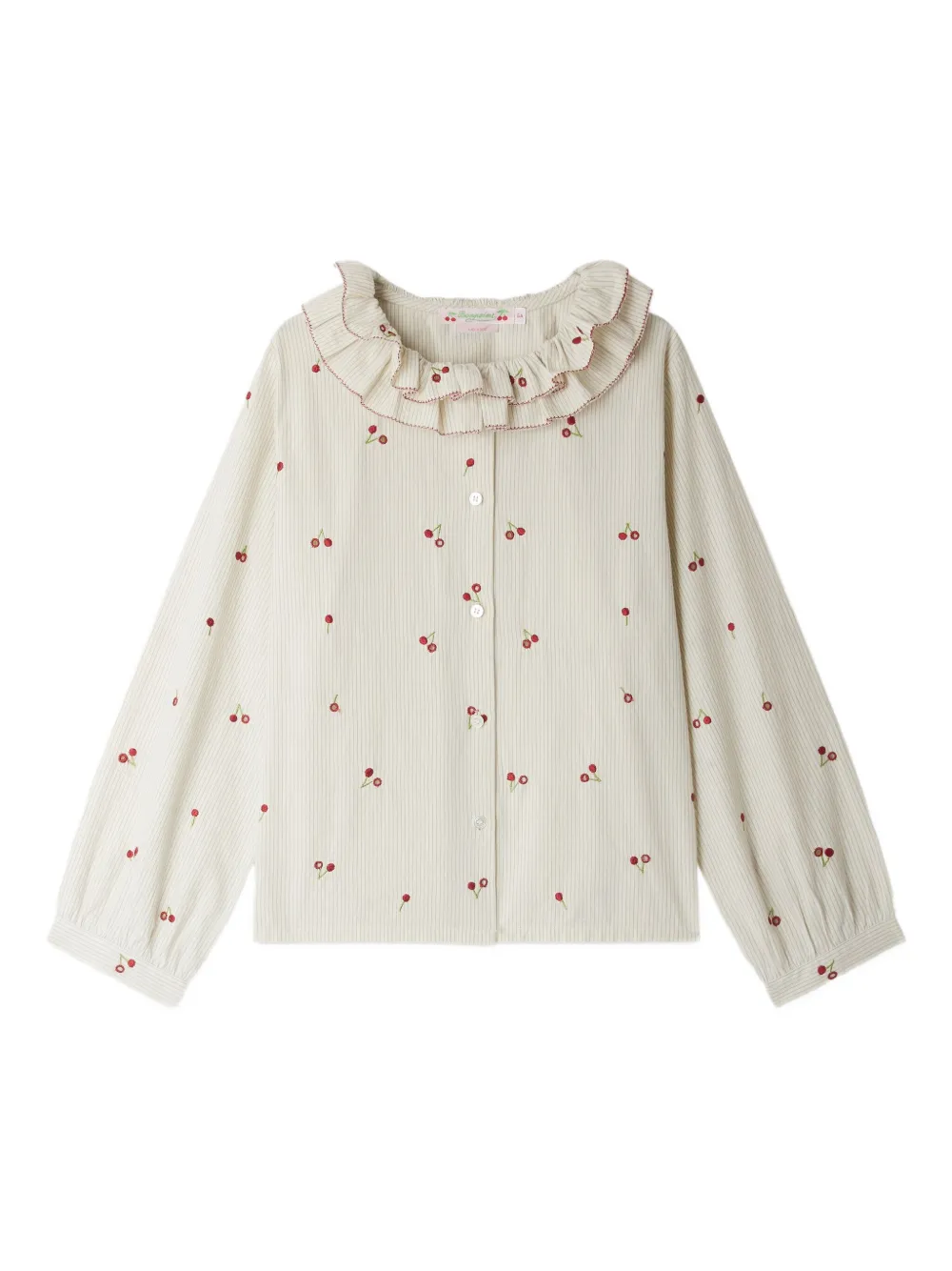 Bonpoint Jaffa shirt met geborduurde kers Beige