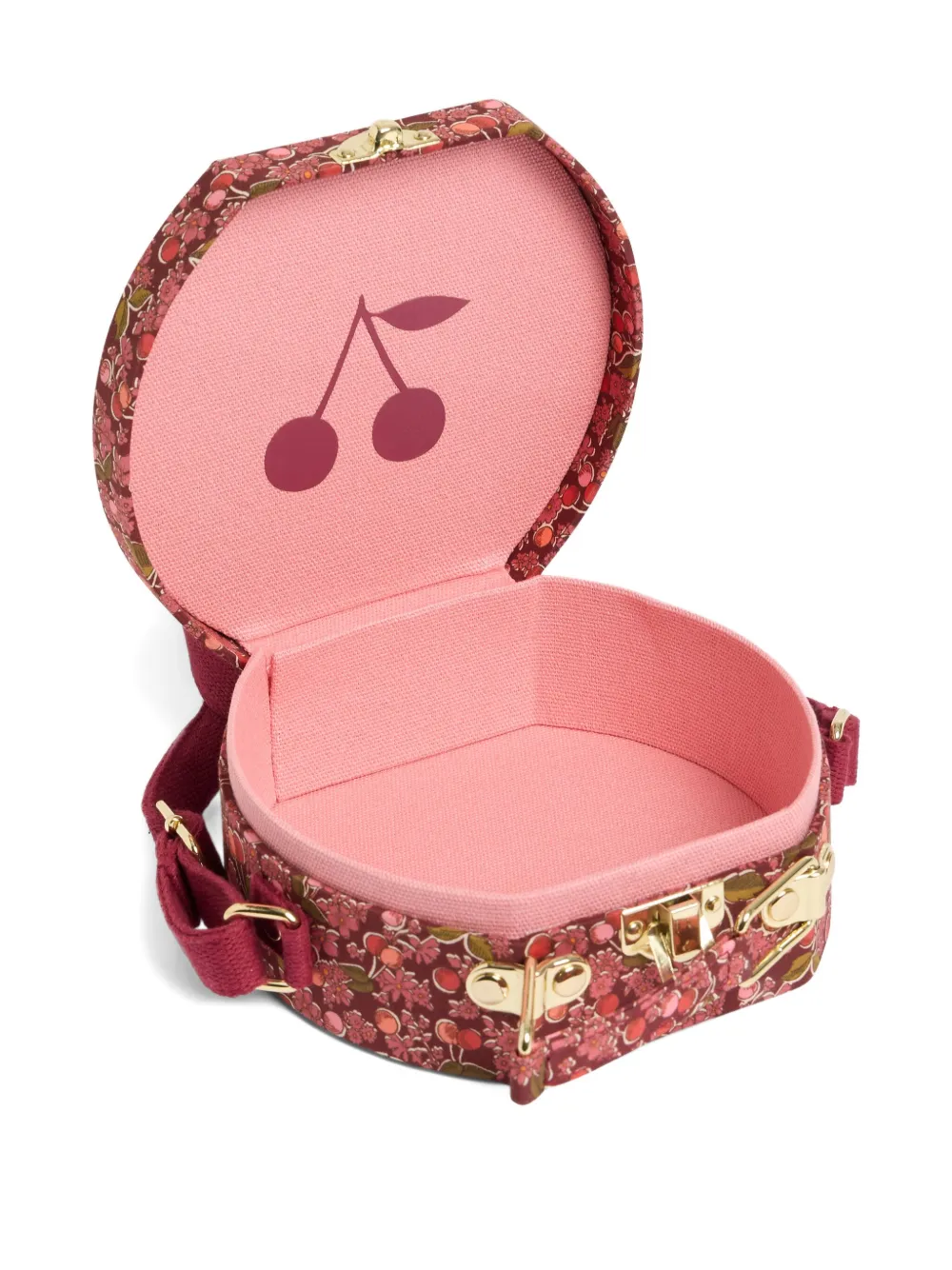 Bonpoint Jadore ronde schoudertas met kersenprint Roze