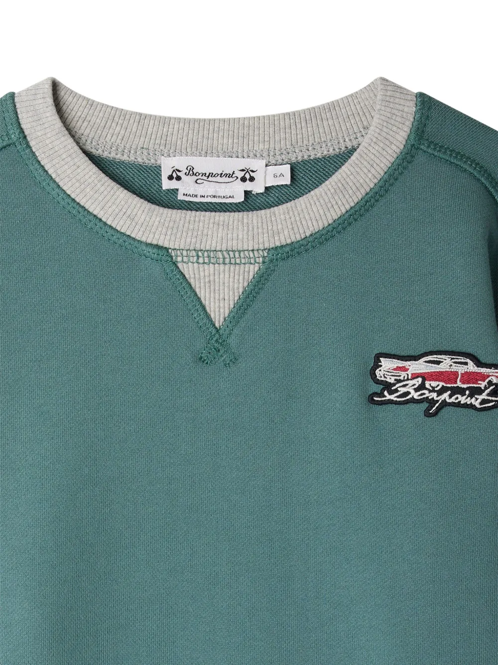 Bonpoint Erol sweater met geborduurde auto Groen