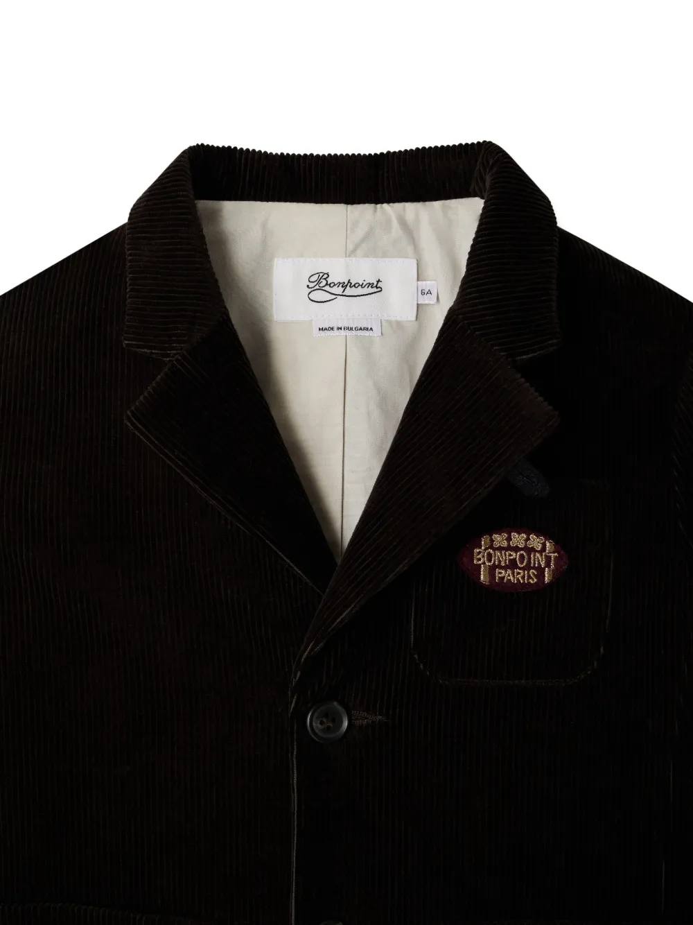 Bonpoint Ribfluwelen blazer met logopatch Bruin
