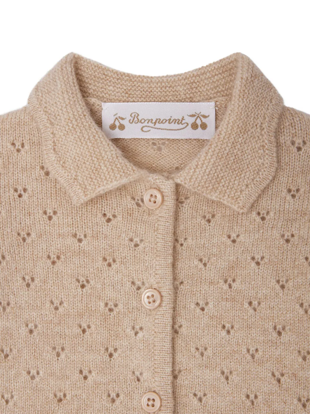 Bonpoint Gebreide tweedelige set met knoopsluiting Beige
