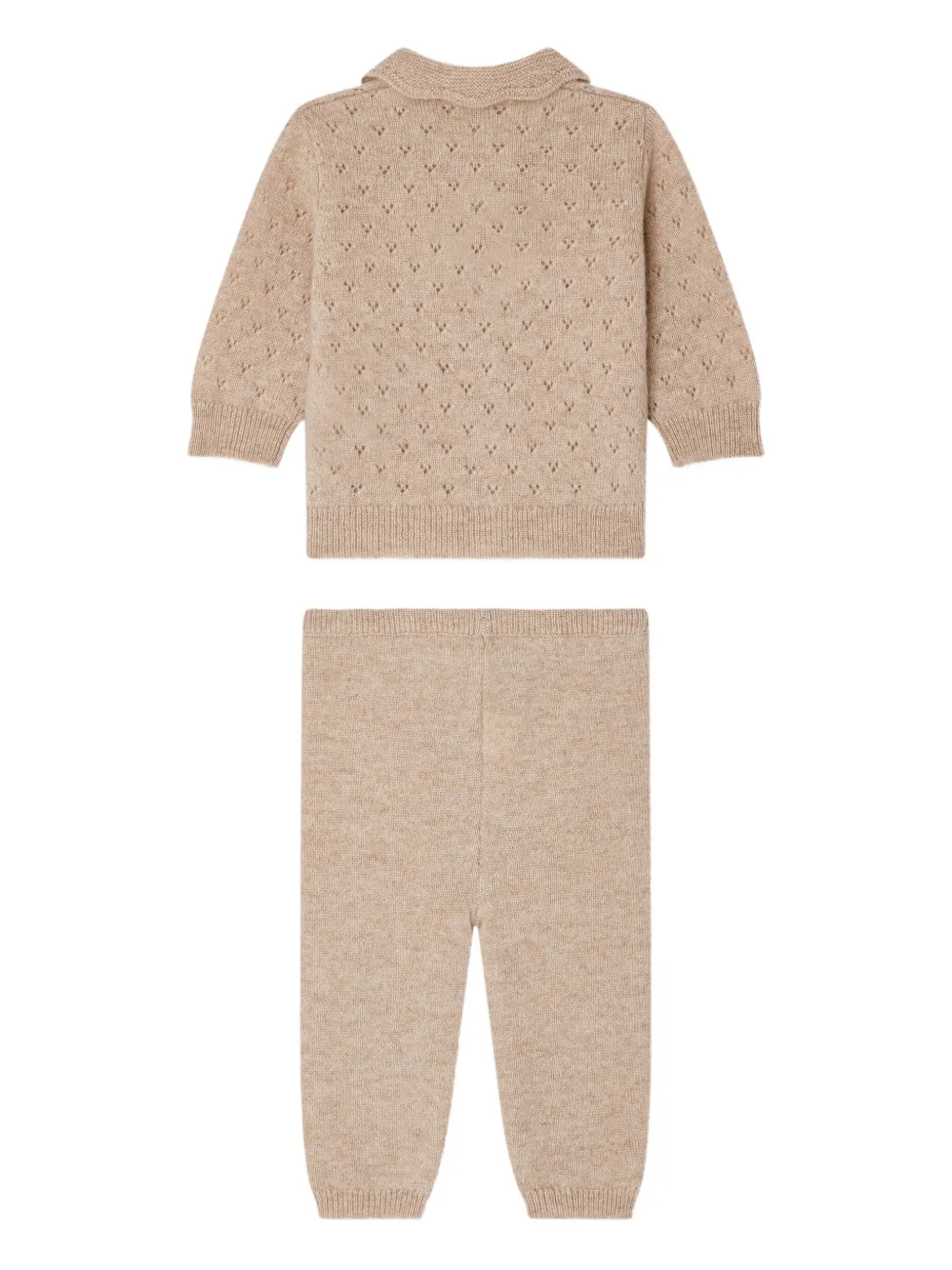 Bonpoint Gebreide tweedelige set met knoopsluiting Beige