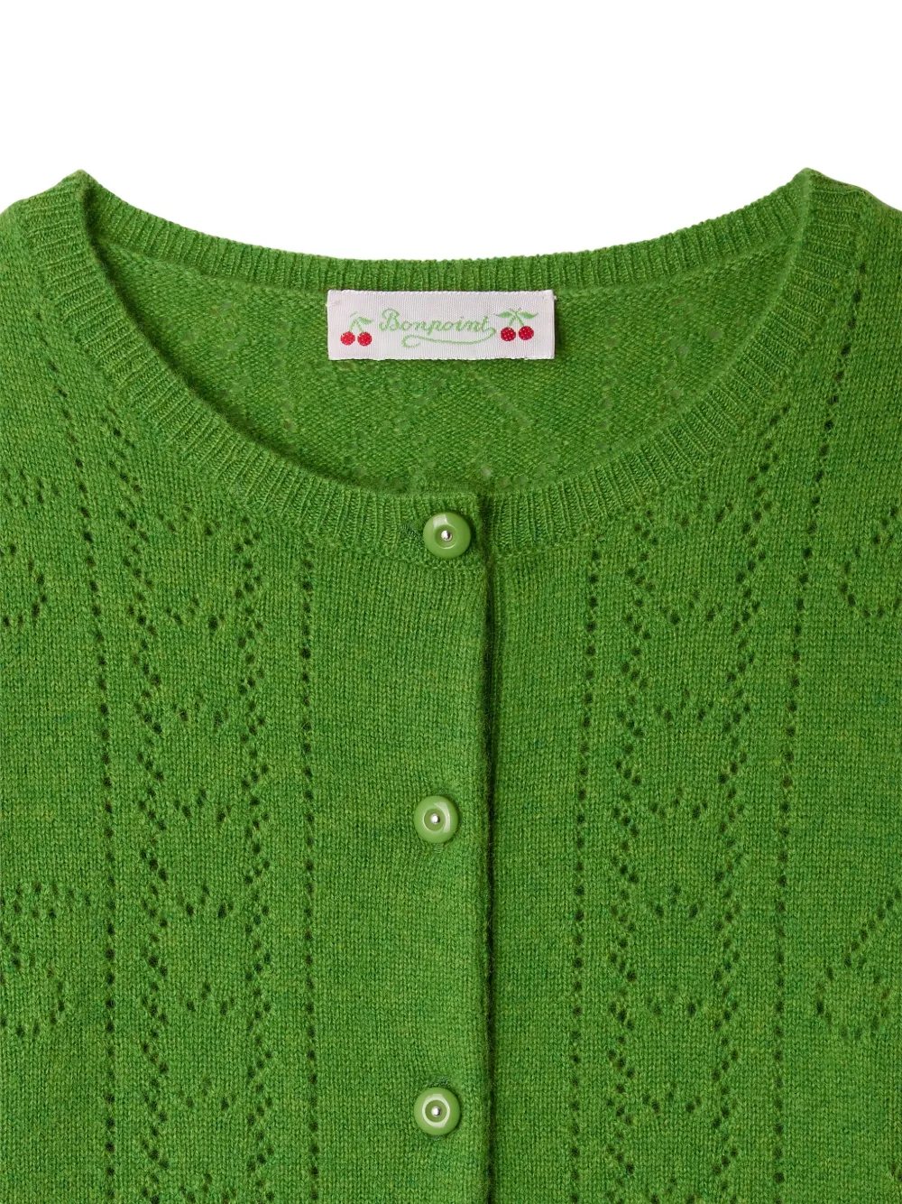 Bonpoint Kabelgebreid vest Groen