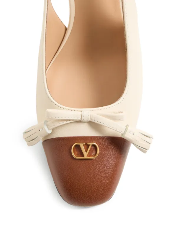 【Valentino】Valet du Roi パンプス ベージュ 6cm 正規品 Valet du Roi leather slingback pumps in neutrals - Valentino