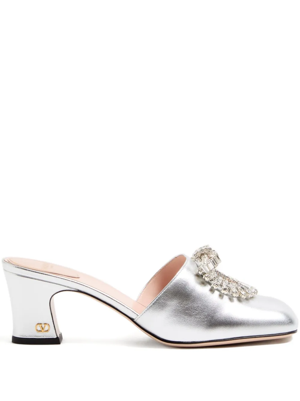 Valentino Garavani 60mm Crystal-embellished Mules In Silver