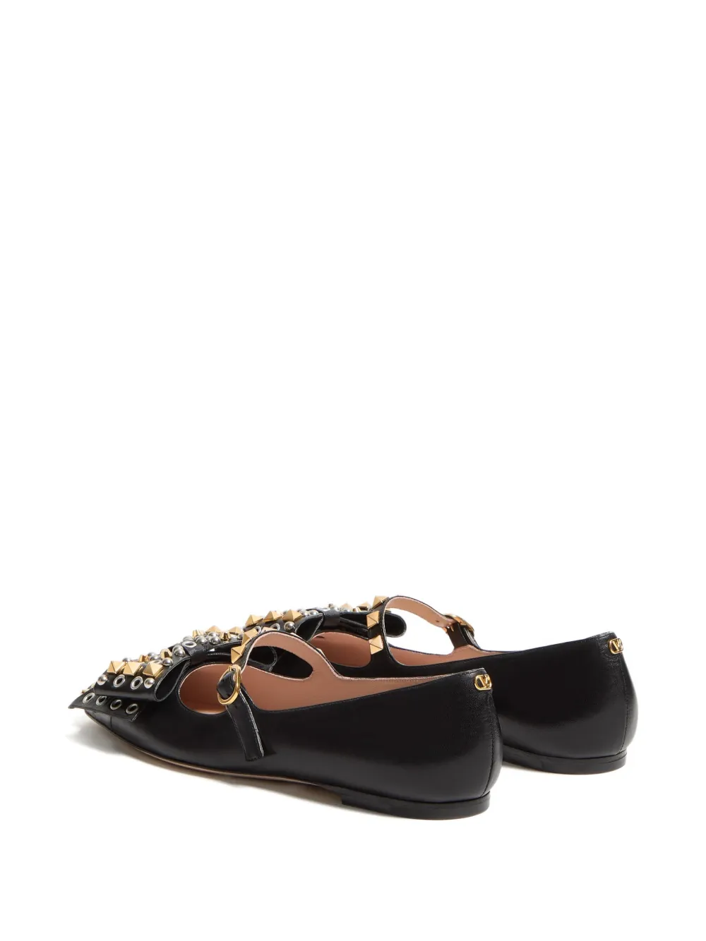 Valentino Garavani Bowow studded ballerina shoes Black