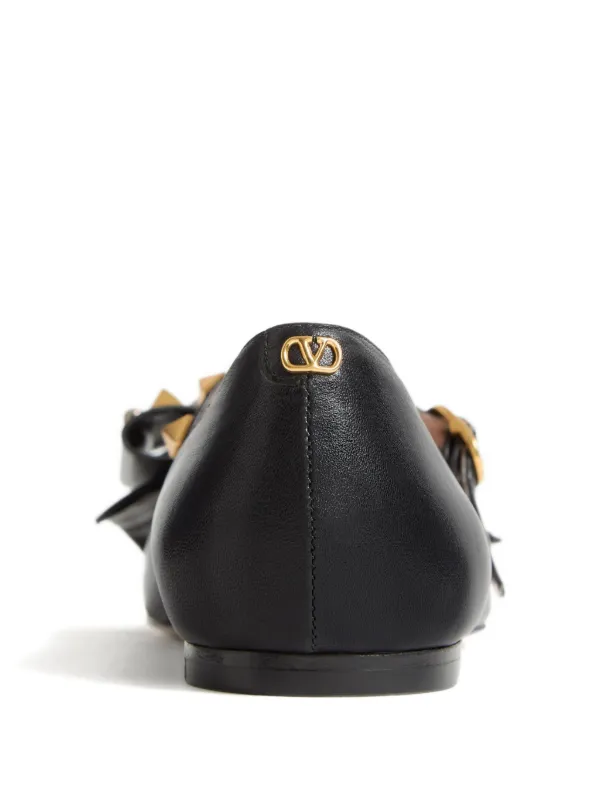 Valentino Garavani Bowow Studded Ballerina Shoes | Black