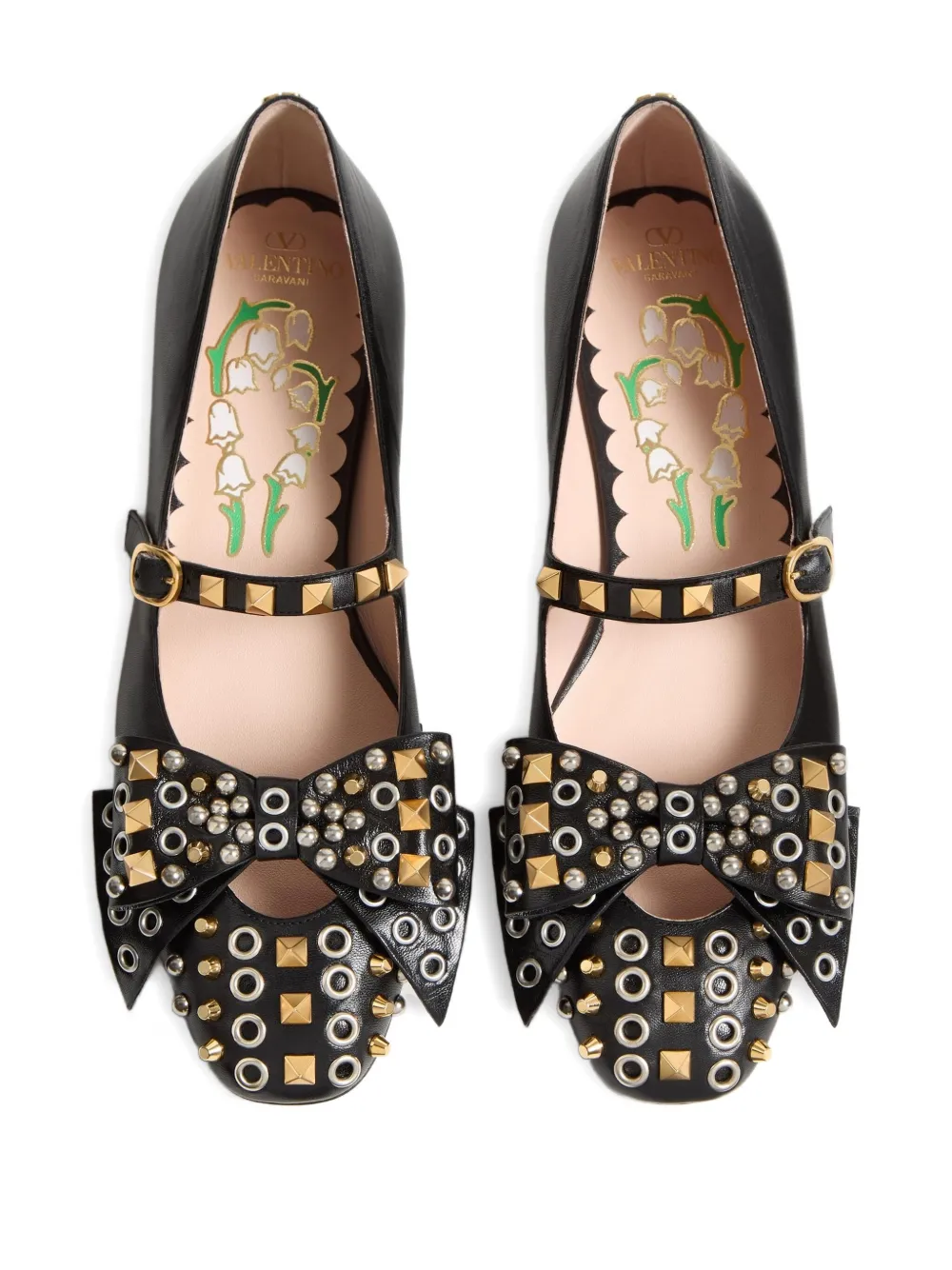 Valentino Garavani Bowow studded ballerina shoes Black
