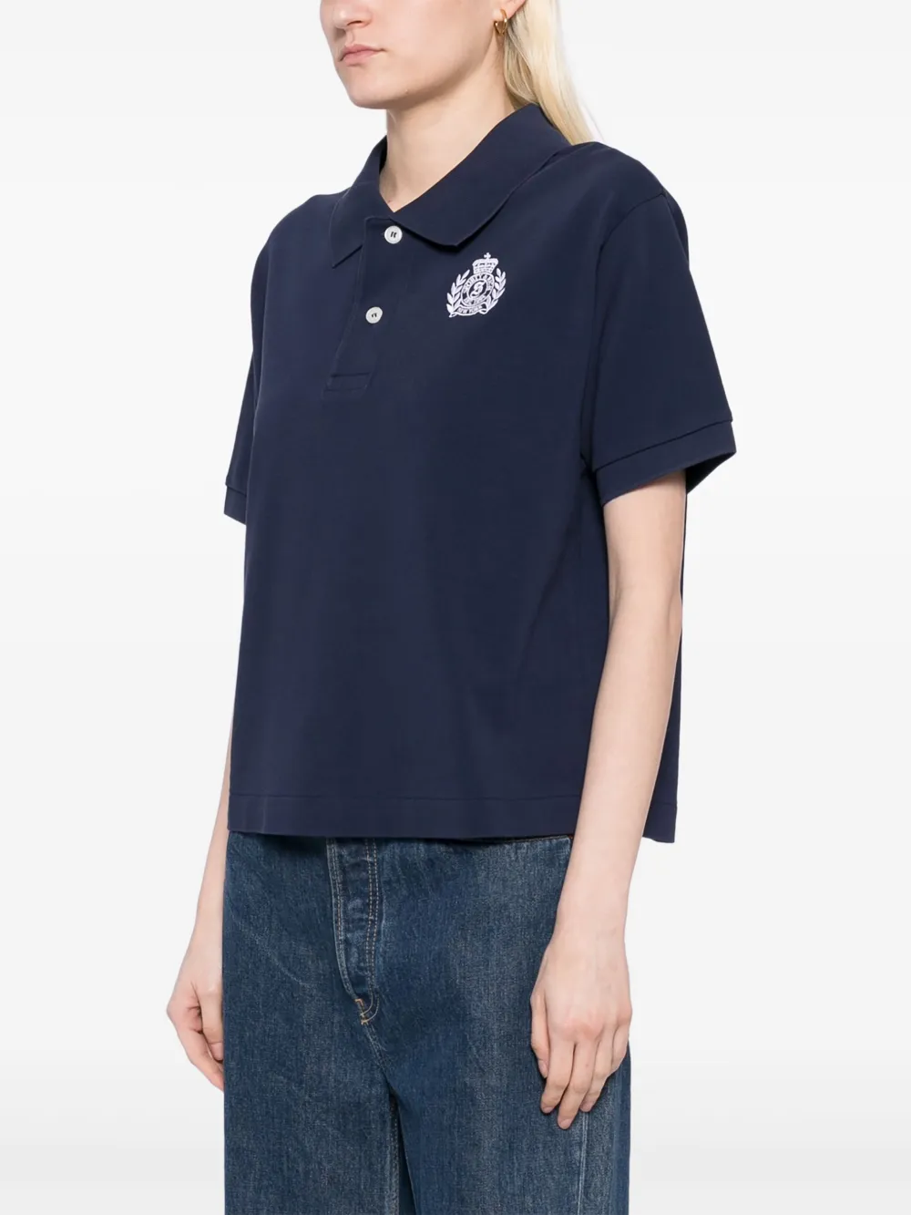 Sporty & Rich H&W piqué polotop met wapenschild Blauw