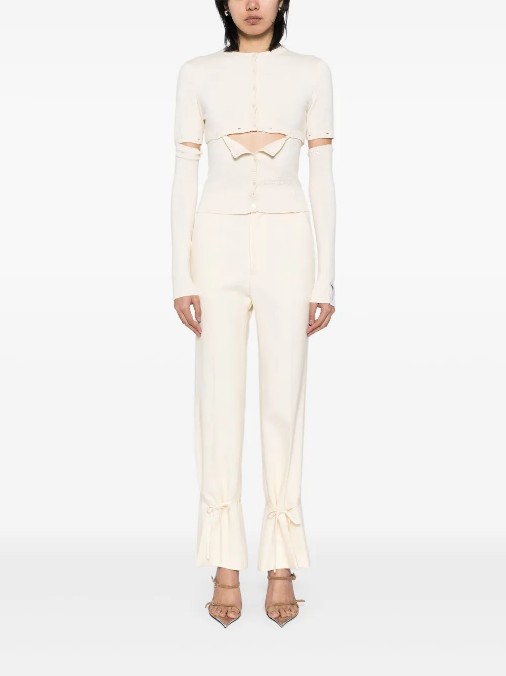 ROKH LOGO-EMBROIDERED CARDIGAN