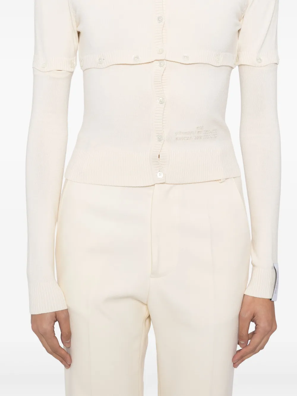 Shop Rokh Logo-embroidered Cardigan In Nude