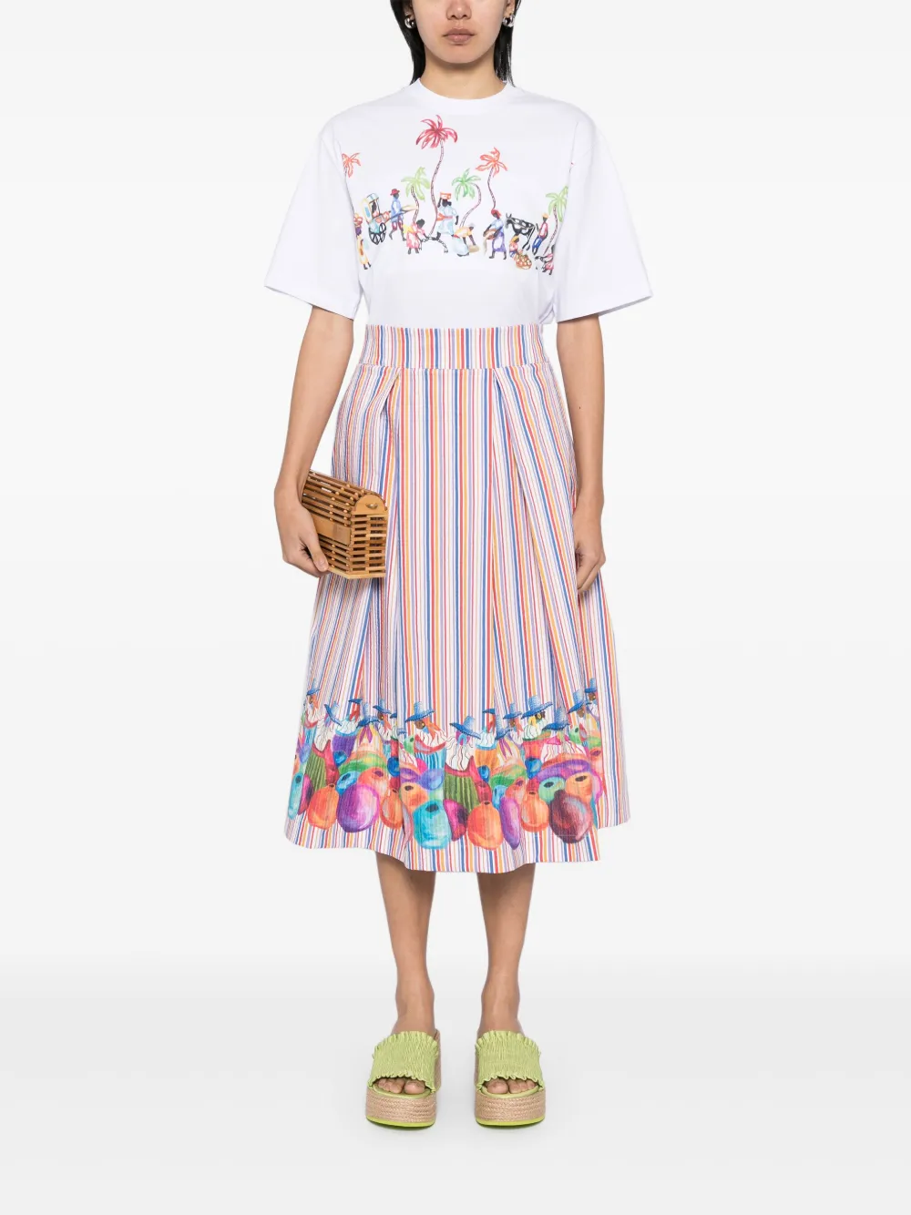 Stella Jean Gestreepte rok - Wit