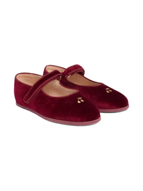 Bonpoint cherry-embroidered ballerina shoes