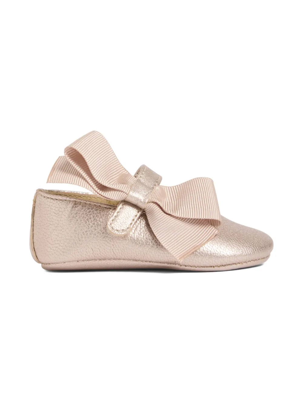 Bonpoint Josse metallic-leather bow shoes Pink