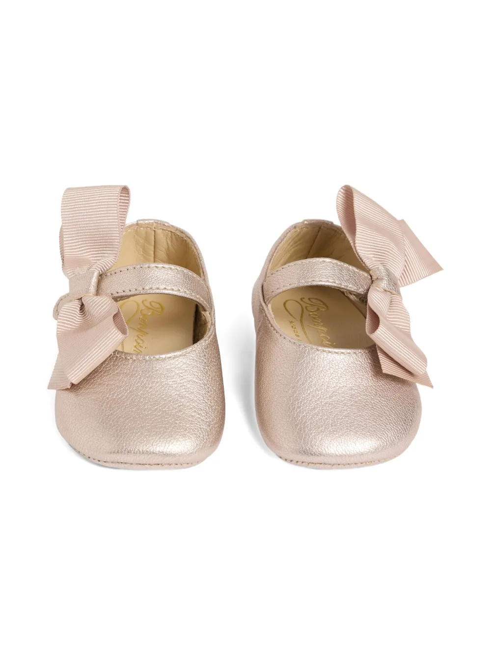 Bonpoint Josse metallic-leather bow shoes Pink