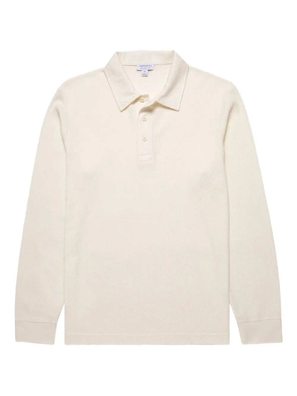 Sunspel Polotop met knoopsluiting Beige