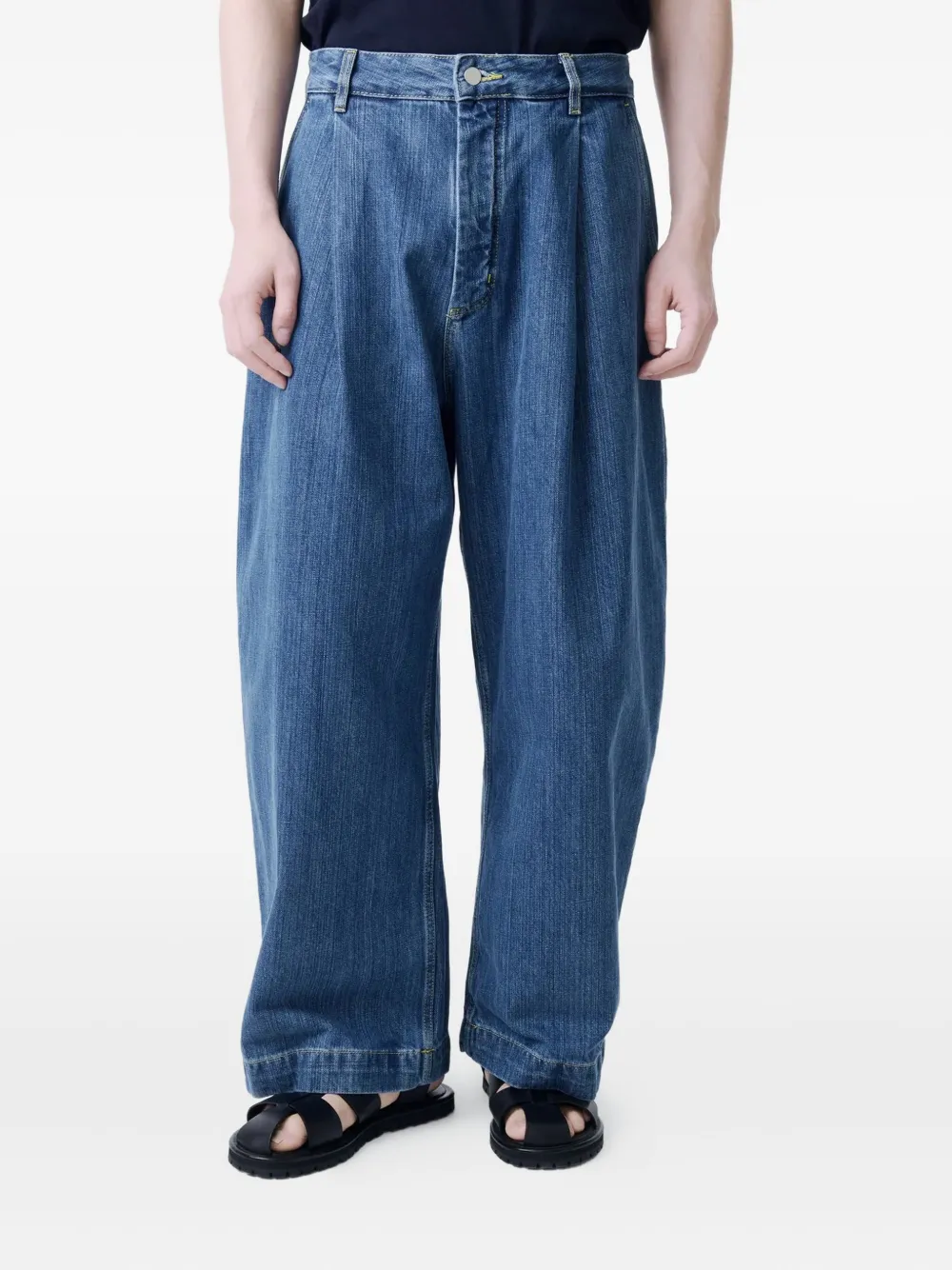 Studio Nicholson Jeans met wijde pijpen Blauw