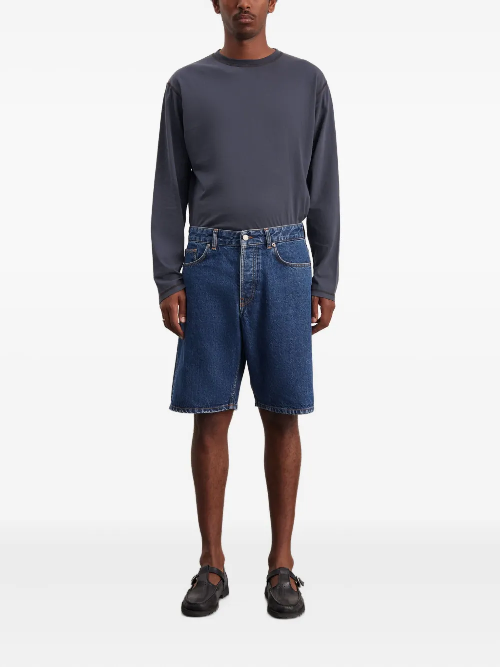 Another Aspect 1.0 denim shorts Blauw