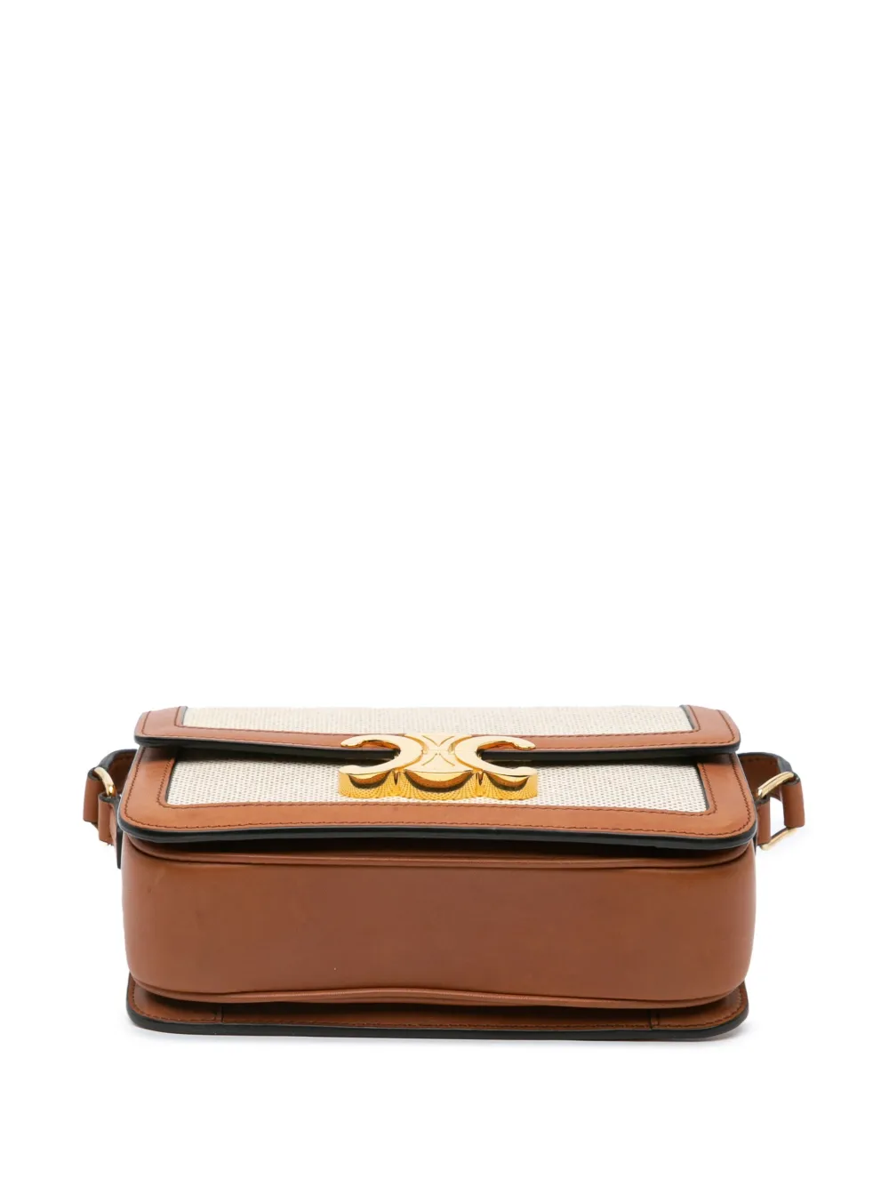 Pre-owned Celine 2020 Teen Canvas Triomphe Crossbody Bag In 褐色
