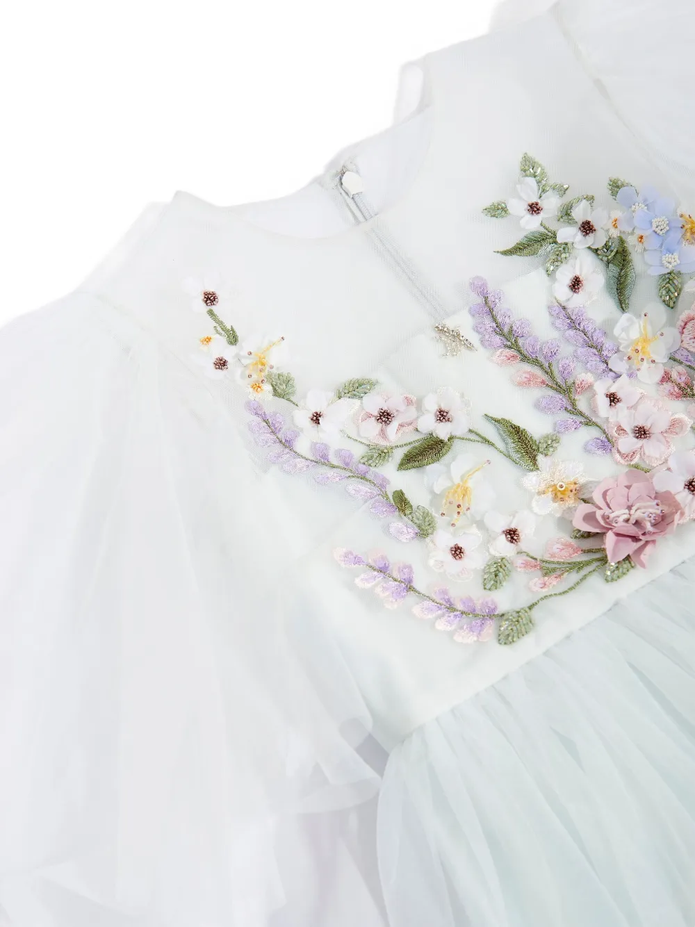 MAISON AVA Jurk met geborduurde bloemen Blauw